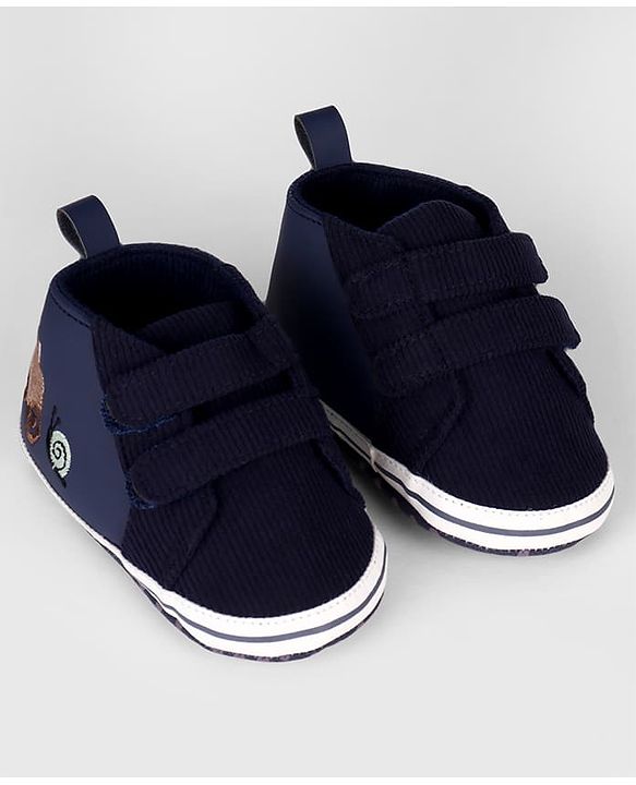 Cute Walk by Babyhug Velcro Closure Solid Booties - Navy Blue