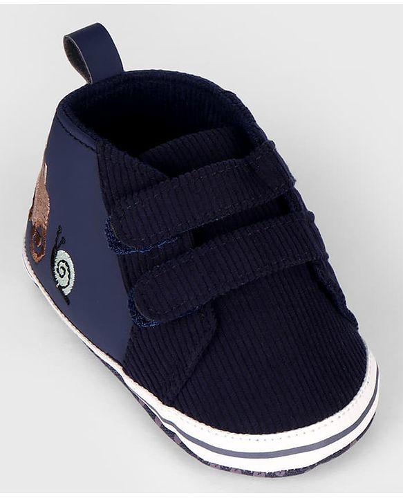 Cute Walk by Babyhug Velcro Closure Solid Booties - Navy Blue