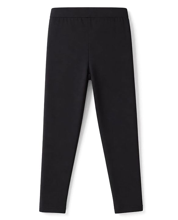 Pine Kids Cotton Lycra Knit Full Length Solid Colour Leggings -  Black