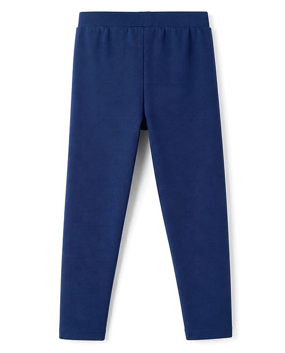 Pine Kids Cotton Lycra Knit Full Length Solid Colour Leggings -  Navy Blue
