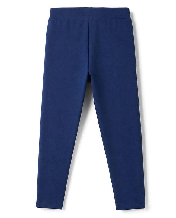 Pine Kids Cotton Lycra Knit Full Length Solid Colour Leggings -  Navy Blue