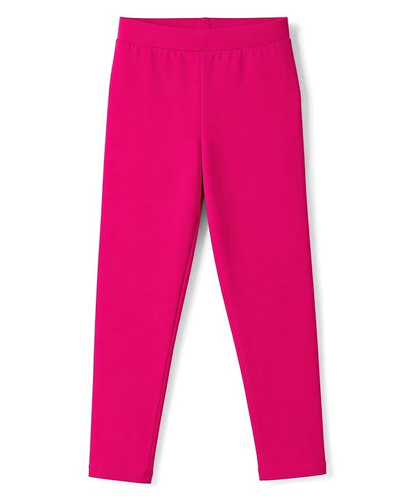 Pine Kids Cotton Lycra Knit Full Length Solid Colour Leggings -  Dark Pink