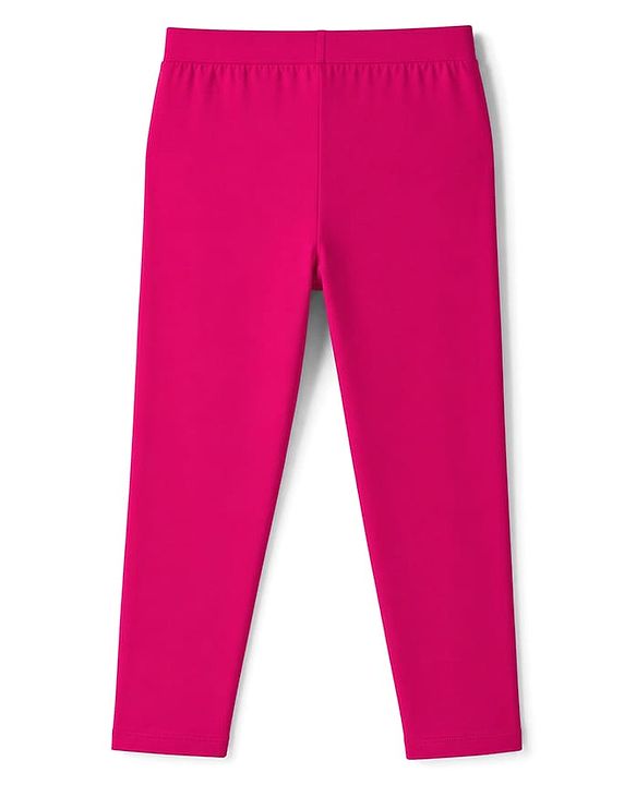 Pine Kids Cotton Lycra Knit Full Length Solid Colour Leggings -  Dark Pink