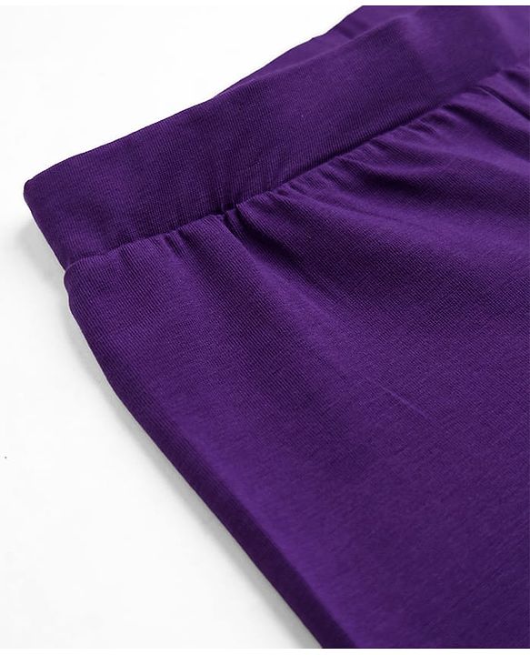 Pine Kids Cotton Lycra Knit Full Length Solid Colour Leggings -  Purple