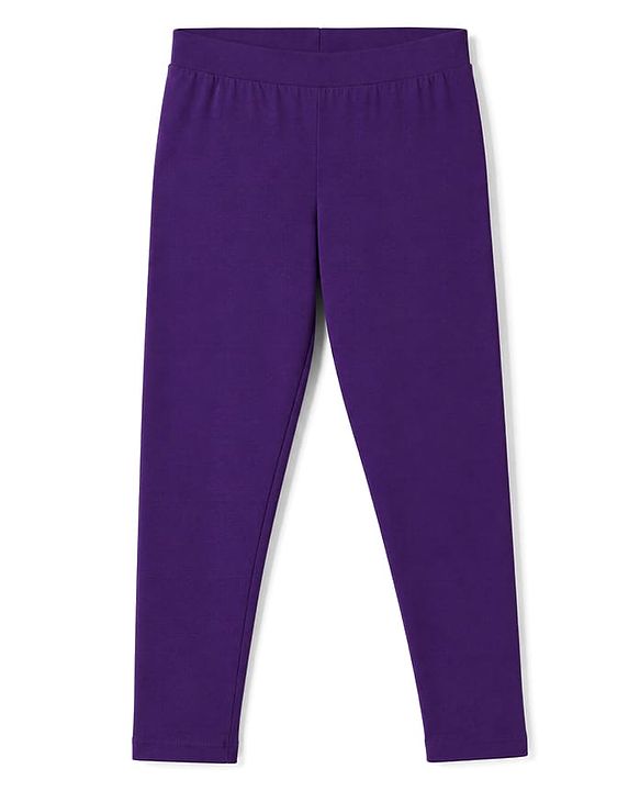 Pine Kids Cotton Lycra Knit Full Length Solid Colour Leggings -  Purple