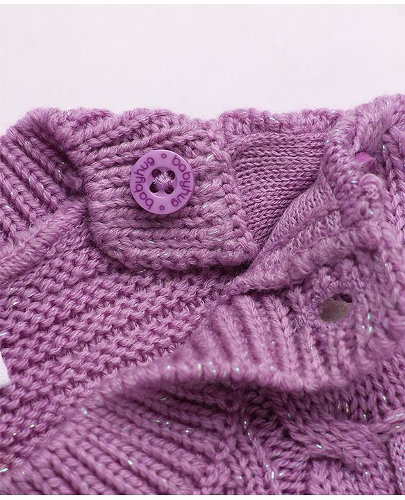 Babyhug Cable Knit Pullover with Full Sleeves in Purple