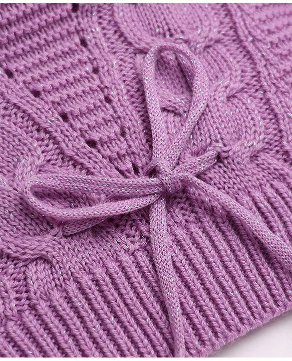 Babyhug Cable Knit Pullover with Full Sleeves in Purple