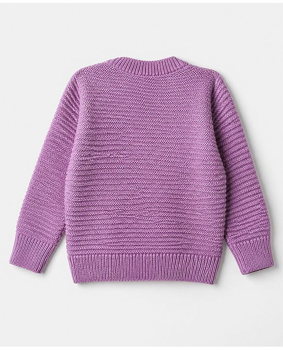 Babyhug Cable Knit Pullover with Full Sleeves in Purple