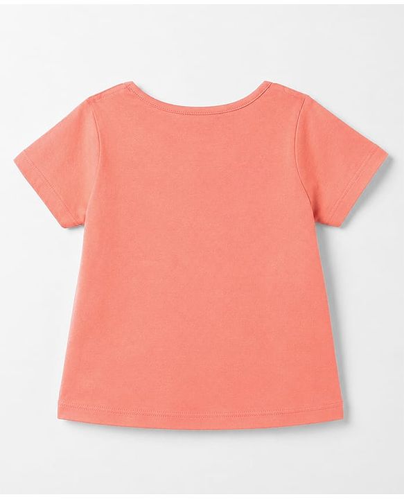 Pine Kids Cotton Knit Half Sleeves T-Shirt & Pajama Night Suit with Hearts & Text Print - Coral