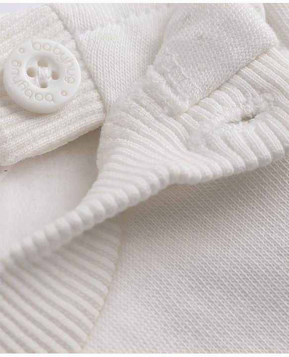Babyhug  Knit Full Sleeves Striped Winter Wear Romper With Inner Tee- Blue