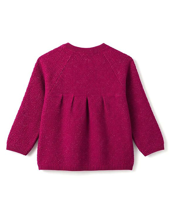 Babyhug Knit Full Sleeves Front Open Sweater With Glitter Print - Butgandy