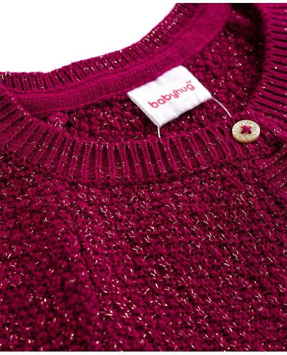 Babyhug Knit Full Sleeves Front Open Sweater With Glitter Print - Butgandy