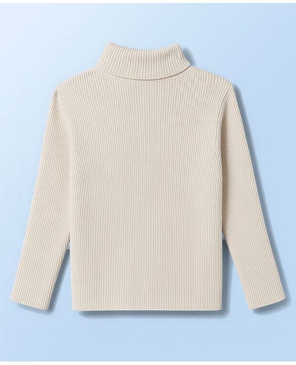 Babyhug Knit Full Sleeves Text Embroidered Pullover Sweater - White