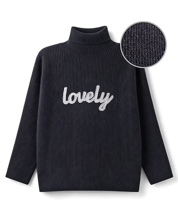 Babyhug Knit Full Sleeves Text Embroidered Pullover Sweater - White