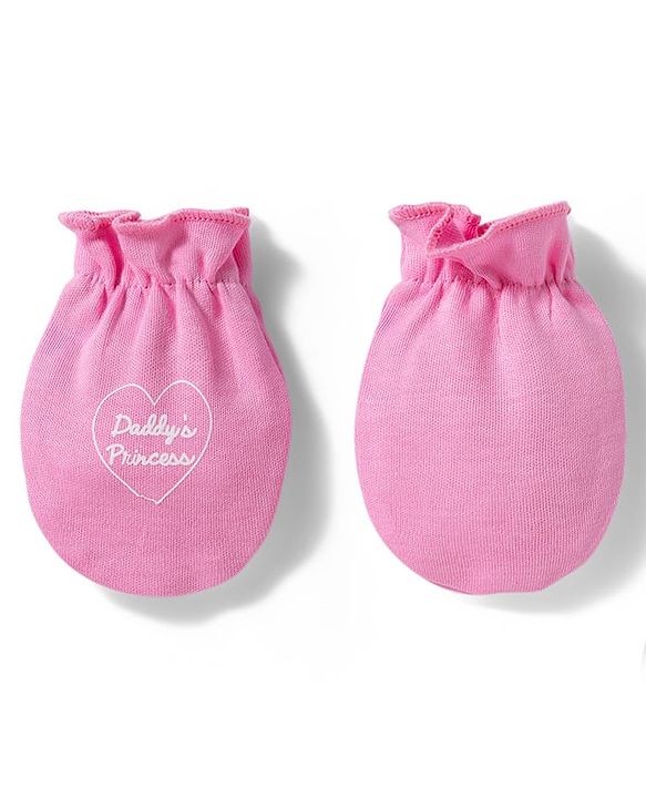 Babyhug 100% Cotton Interlock Knit Striped Mittens with Heart Print Pack of 3 - Purple & Pink