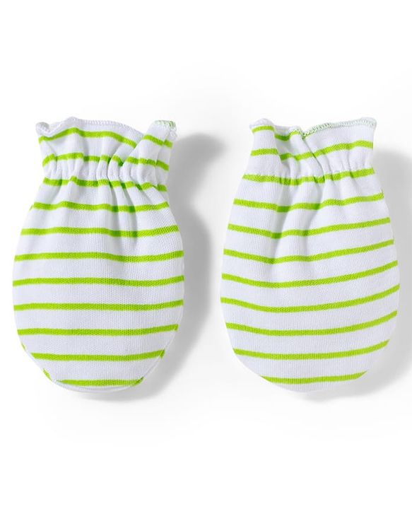 Babyhug 100% Cotton Interlock Knit Striped Mittens with Heart Print Pack of 3 - Purple & Pink
