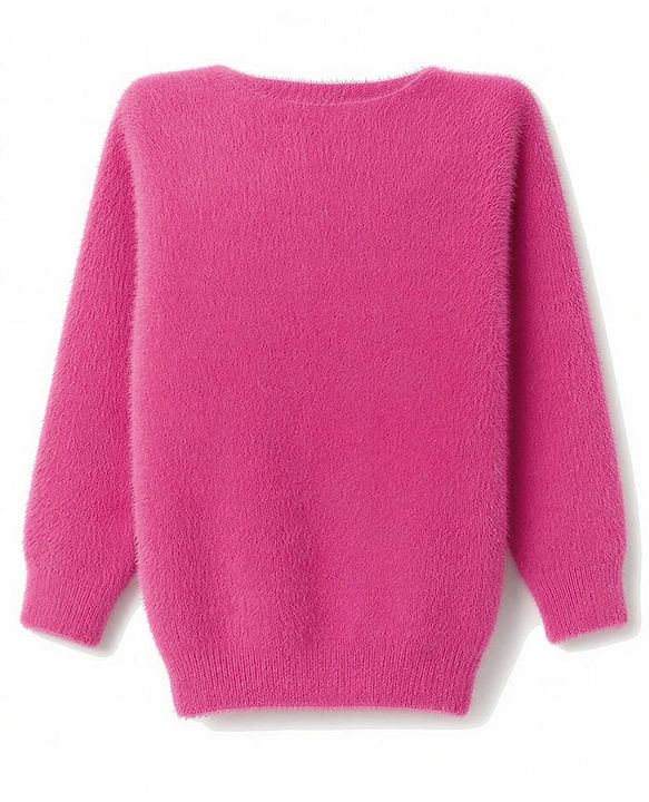 Babyhug Knit Full Sleeves Pullovers With Kitten Applique -  Pink