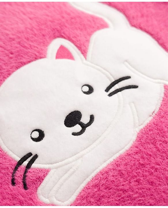 Babyhug Knit Full Sleeves Pullovers With Kitten Applique -  Pink