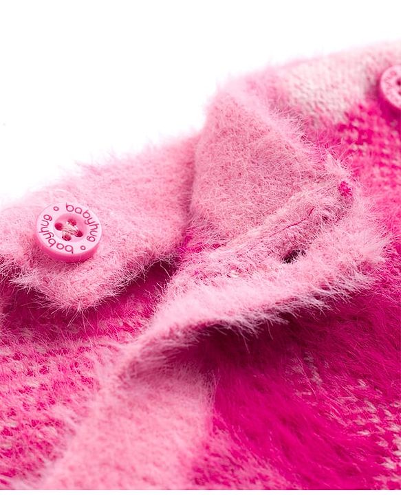 Babyhug Knit Full Sleeves Checked Pullover Sweater - Pink