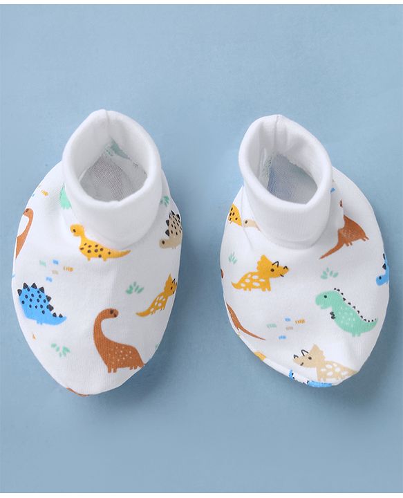 Babyhug 100% Cotton Interlock Knit Caps Mittens & Booties with Bow Applique & Floral Print Light Pink - Diameter 16 cm
