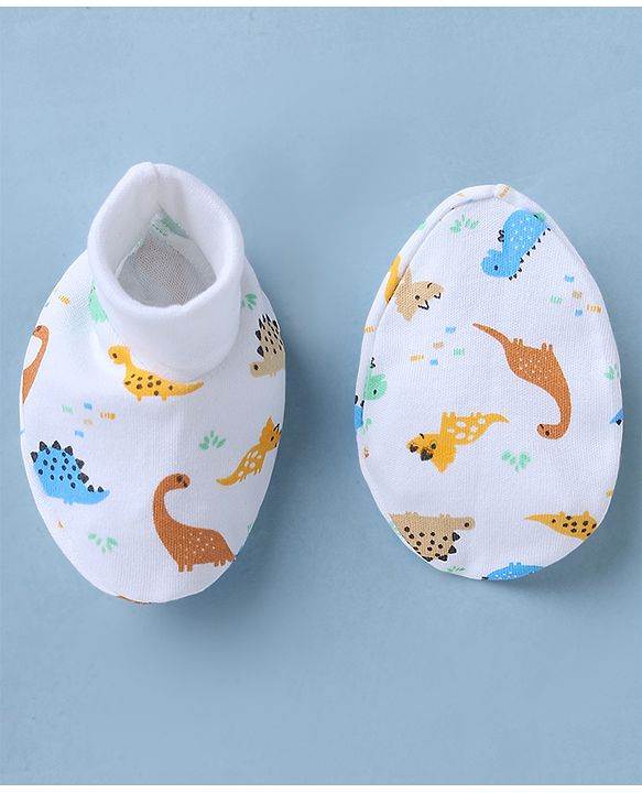 Babyhug 100% Cotton Interlock Knit Caps Mittens & Booties with Bow Applique & Floral Print Light Pink - Diameter 16 cm