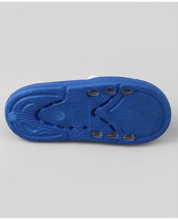 Pine Kids Slip On Sliders With Teddy Bear & Text Print - Blue