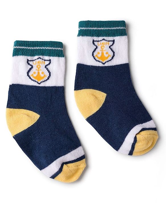 Cute Walk by Babyhug Knit Ankle Length Antibacterial Socks with Stripes & Boat Design Pack of 3 - Navy Blue