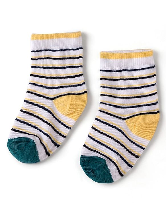 Cute Walk by Babyhug Knit Ankle Length Antibacterial Socks with Stripes & Boat Design Pack of 3 - Navy Blue