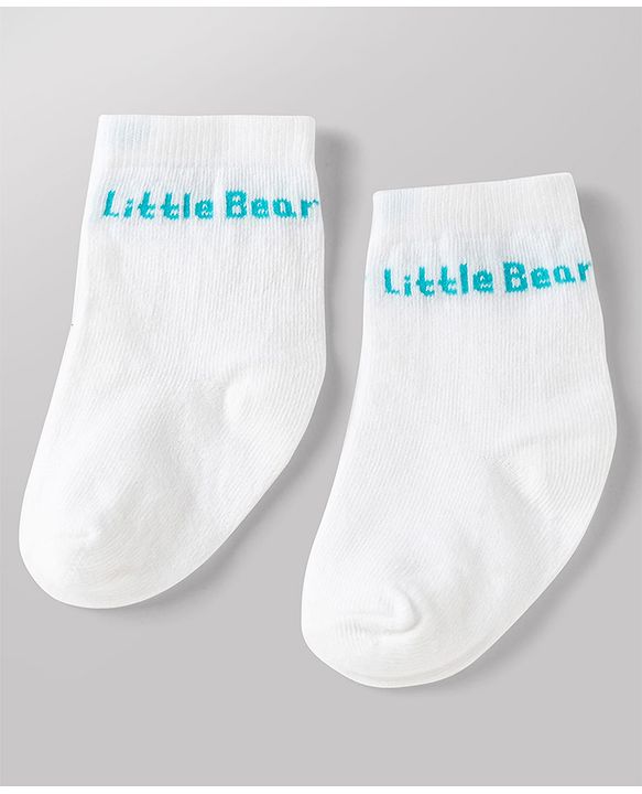 Cute Walk by Babyhug Knit Ankle Length Antibacterial Socks With Bear & Striped Design Pack Of 3 - Yellow Blue & White