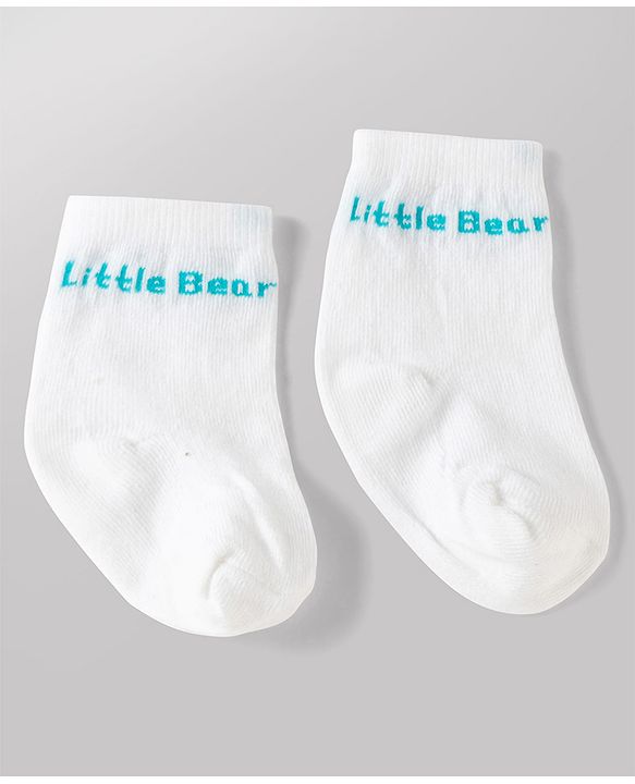 Cute Walk by Babyhug Knit Ankle Length Antibacterial Socks With Bear & Striped Design Pack Of 3 - Yellow Blue & White