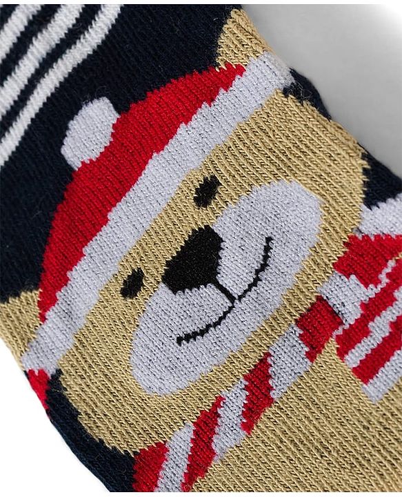 Cute Walk by Babyhug Knit Ankle Length Antibacterial Socks with Stripes & Bear Design Pack of 3 - Navy