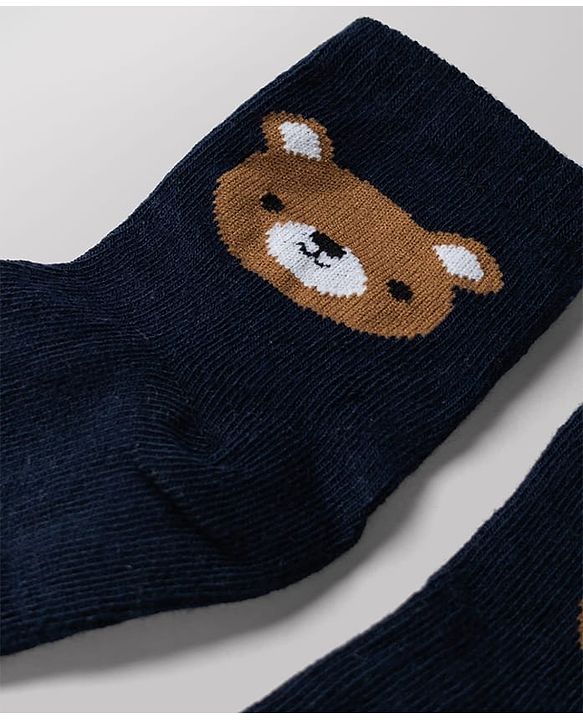 Cute Walk by Babyhug Non Terry Knit Anti-bacterial Ankle Length Striped Socks With Animal Design Pack of 3 -  Black, White & Yellow
