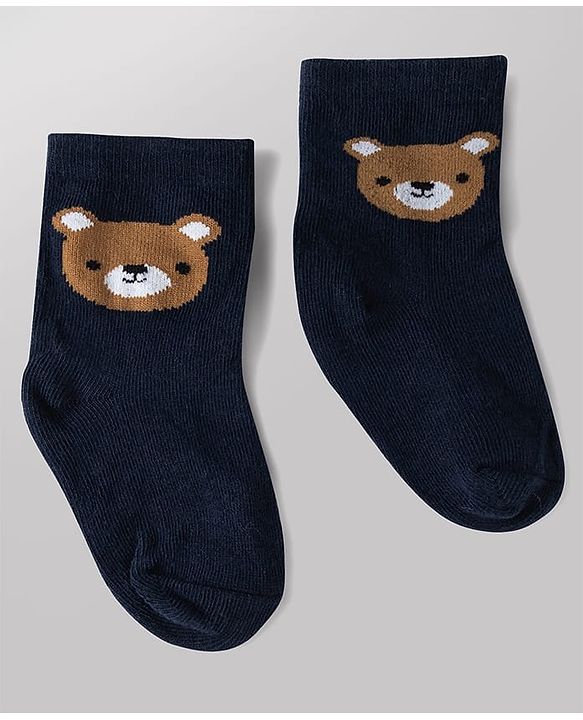 Cute Walk by Babyhug Non Terry Knit Anti-bacterial Ankle Length Striped Socks With Animal Design Pack of 3 -  Black, White & Yellow