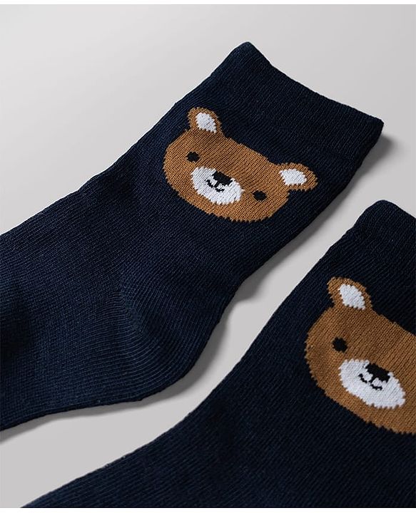 Cute Walk by Babyhug Non Terry Knit Anti-bacterial Ankle Length Striped Socks With Animal Design Pack of 3 -  Black, White & Yellow