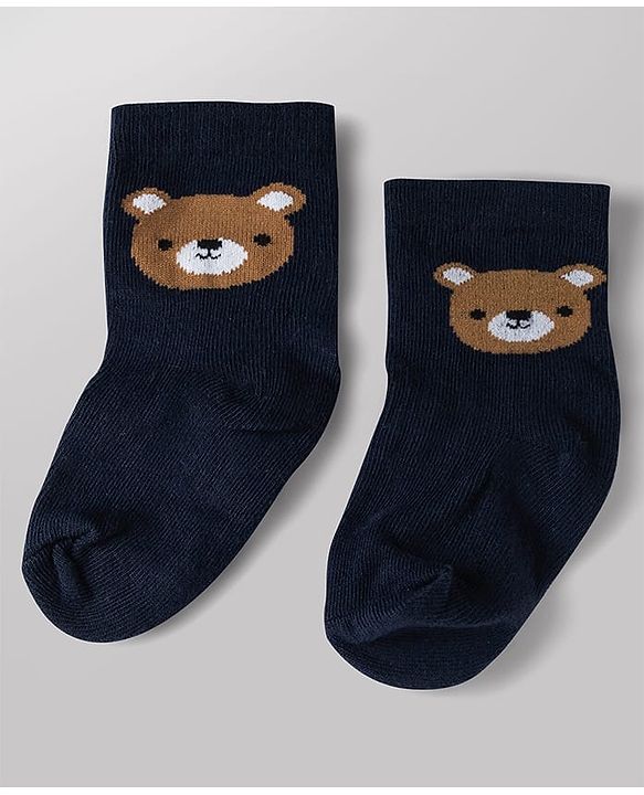 Cute Walk by Babyhug Non Terry Knit Anti-bacterial Ankle Length Striped Socks With Animal Design Pack of 3 -  Black, White & Yellow