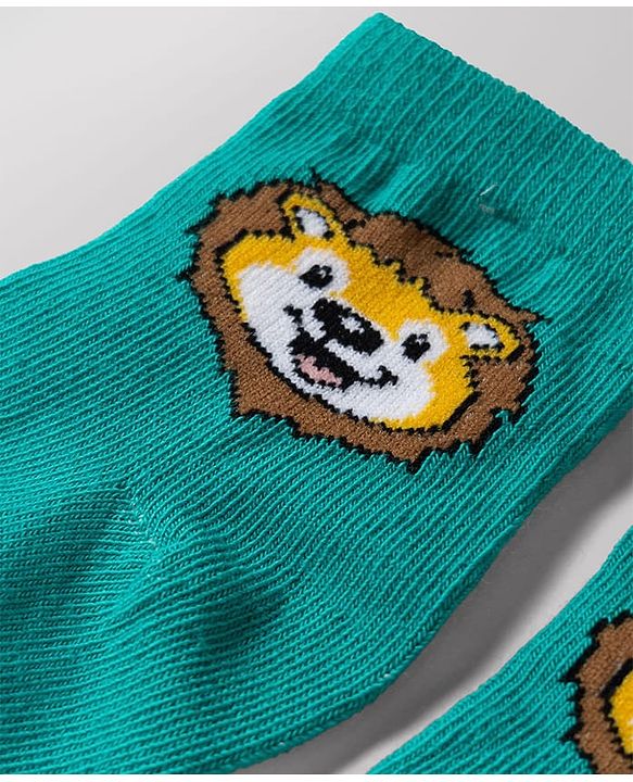 Cute Walk by Babyhug Non Terry Knit Anti-bacterial Ankle Length Striped Socks With Animal Design Pack of 3 - Green, White & Yellow