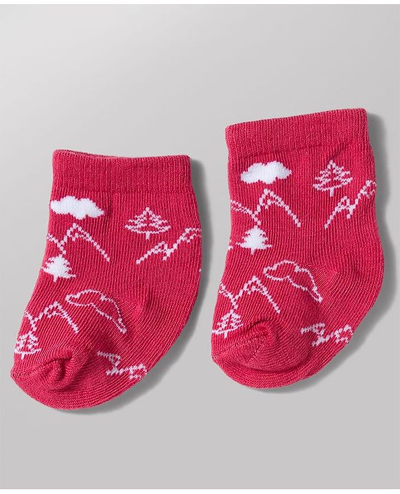 Cute Walk by Babyhug Knit Ankle Length Antibacterial Socks with Bear Design Pack of 3 - Blue & Red