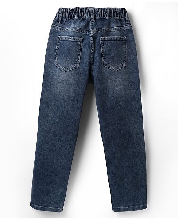 Pine Kids Cotton Blend Denim Full Length Washed Jeans - Blue