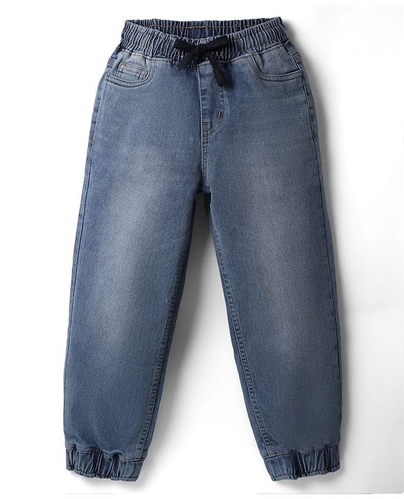 Pine Kids Cotton Blend Denim Full Length Washed Jeans - Blue