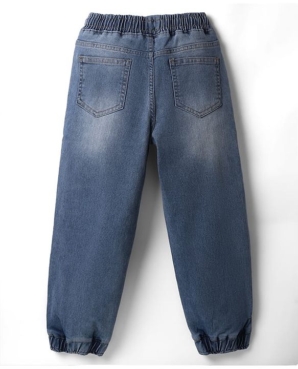 Pine Kids Cotton Blend Denim Full Length Washed Jeans - Blue