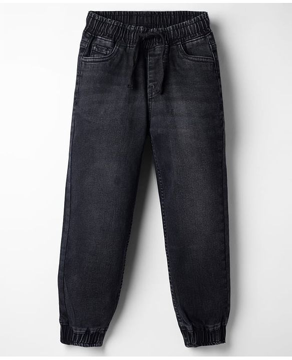 Pine Kids Denim Woven Full Length Solid Jeans in Black