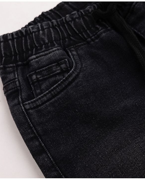 Pine Kids Denim Woven Full Length Solid Jeans in Black