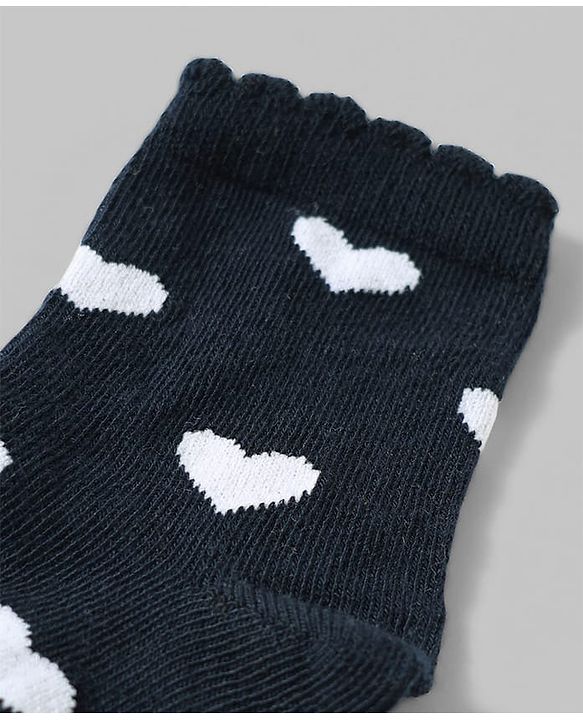 Cute Walk by Babyhug Non Terry Knit Anti-bacterial Ankle Length Striped Sock With Heart Design Pack of 3 - Pink White & Black
