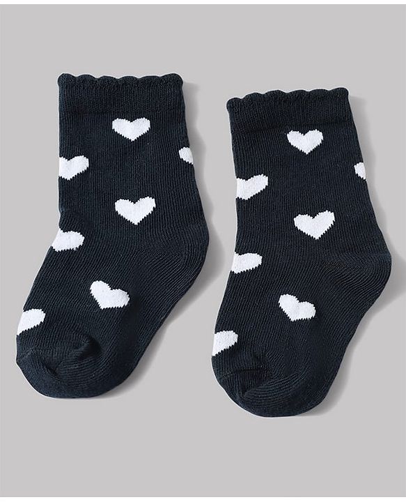 Cute Walk by Babyhug Non Terry Knit Anti-bacterial Ankle Length Striped Sock With Heart Design Pack of 3 - Pink White & Black