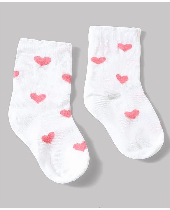Cute Walk by Babyhug Non Terry Knit Anti-bacterial Ankle Length Striped Sock With Heart Design Pack of 3 - Pink White & Black