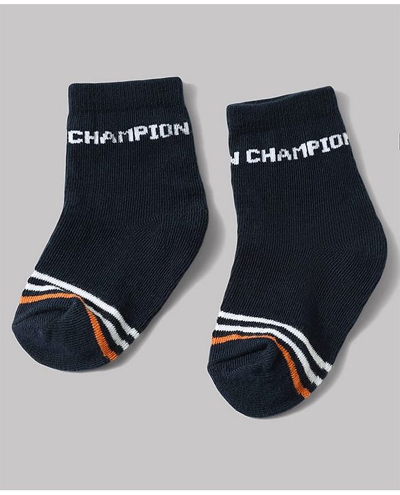 Cute Walk by Babyhug Anti-Bacterial Ankle Length Striped Socks With Text Design Pack of 3 - White & Black