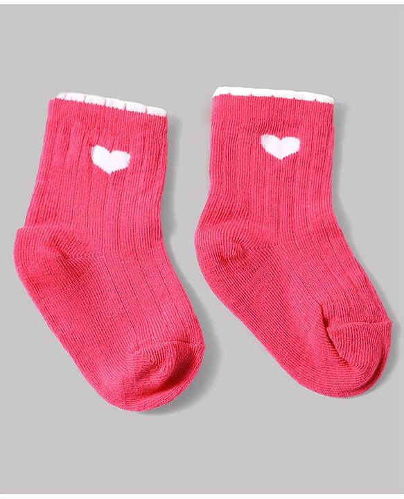 Cute Walk by Babyhug Non Terry Knit Anti-bacterial Ankle Length Sock With Floral & Heart Design Pack of 3 - Pink Peach & Lilac