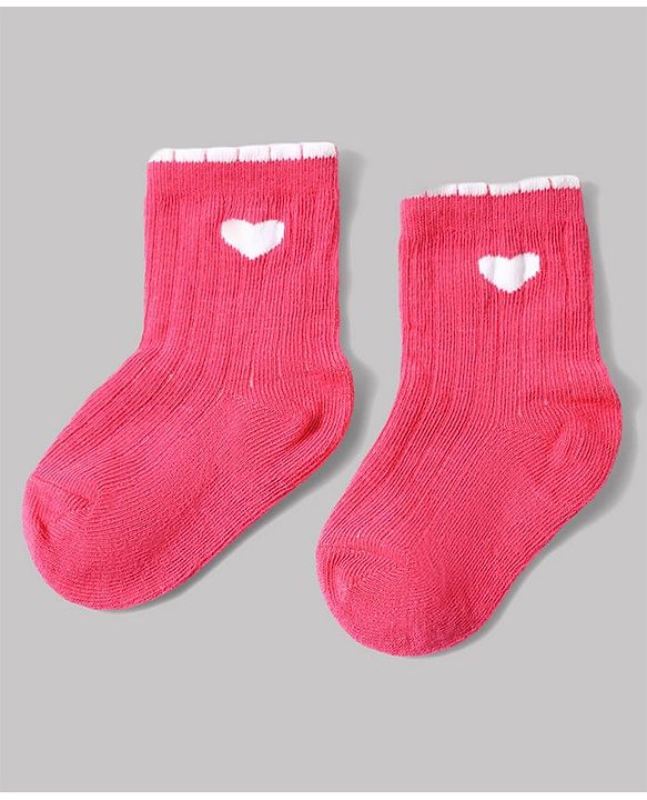 Cute Walk by Babyhug Non Terry Knit Anti-bacterial Ankle Length Sock With Floral & Heart Design Pack of 3 - Pink Peach & Lilac