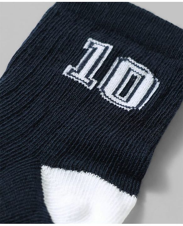 Cute Walk by Babyhug Non Terry Knit Anti-bacterial Ankle Length Striped Sock With Text Design Pack of 3 - White & Black