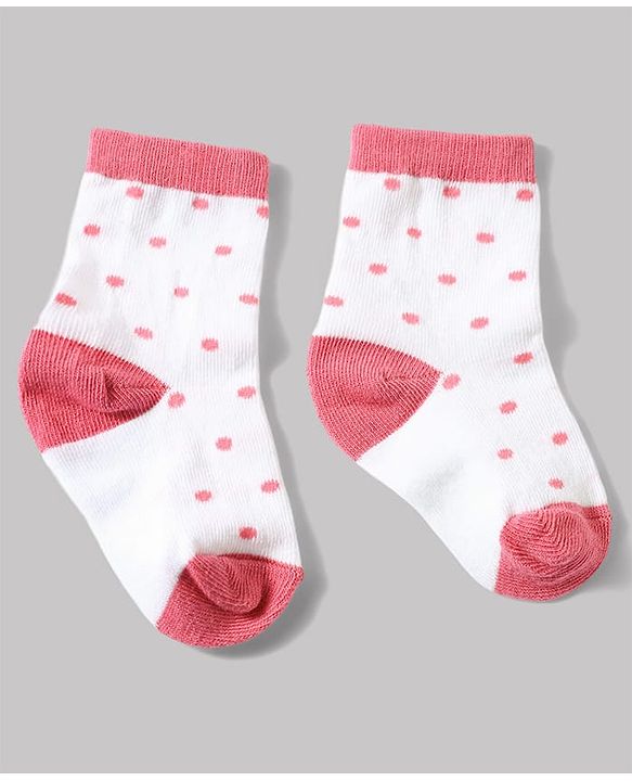 Cute Walk by Babyhug Anti-Bacterial Ankle Length Striped Sock With Heart & Polka Dot Design Pack of 3 - White